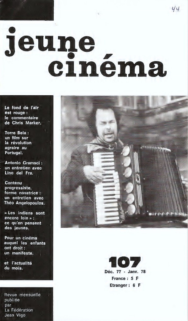 JEUNE CINEMA magazine side cover Issue 107 December 1977