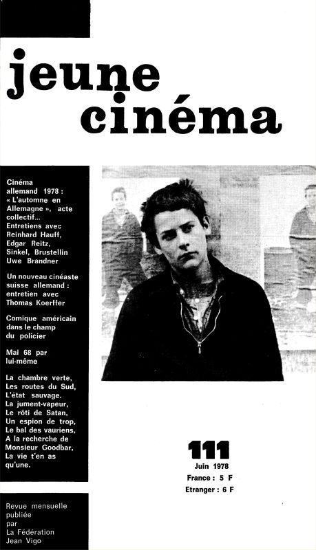JEUNE CINEMA magazine side cover Issue 111 June 1978