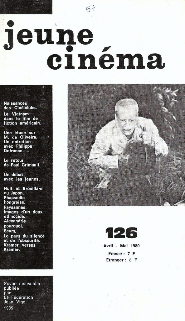 JEUNE CINEMA magazine side cover Issue 126 Apri/May 1980