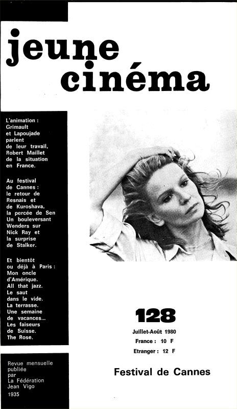 JEUNE CINEMA magazine side cover Issue 128 July/August 1980