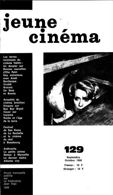 JEUNE CINEMA magazine side cover Issue 129 September/October 1980