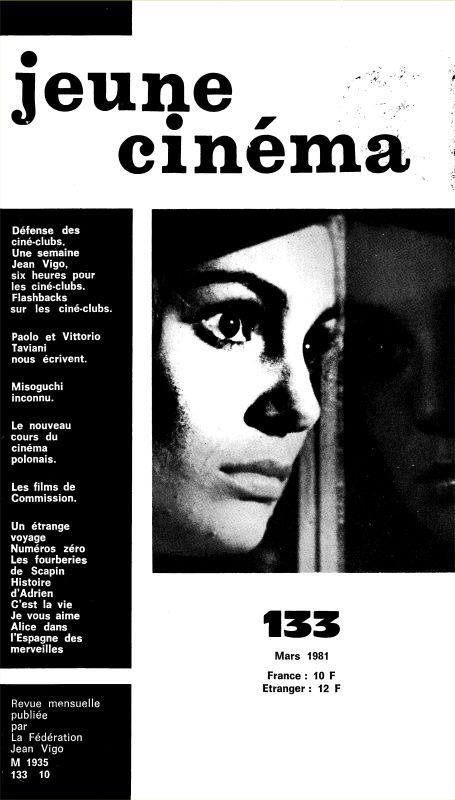 JEUNE CINEMA magazine side cover Issue 133 March 1981