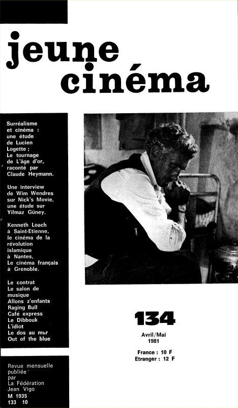 JEUNE CINEMA magazine side cover Issue 134 Apri/May 1981