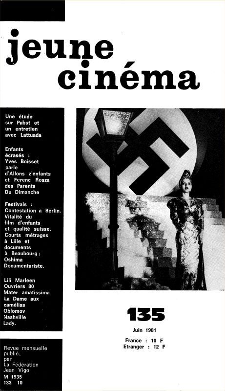 JEUNE CINEMA magazine side cover Issue 135 June 1981
