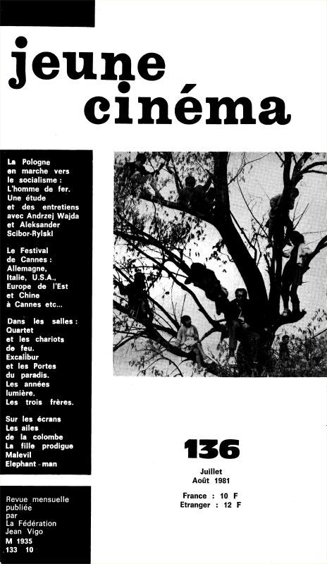 JEUNE CINEMA magazine side cover Issue 136 July/August 1981