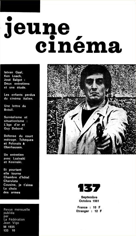 JEUNE CINEMA magazine side cover Issue 137 September/October 1981