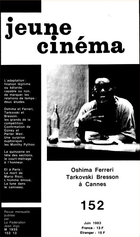 JEUNE CINEMA magazine side cover Issue 152 June 1983