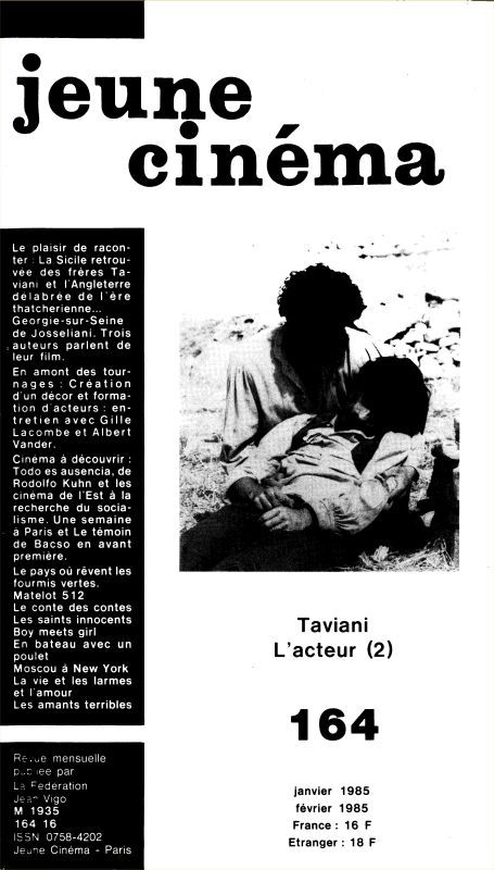 JEUNE CINEMA magazine side cover Issue 164 February 1985