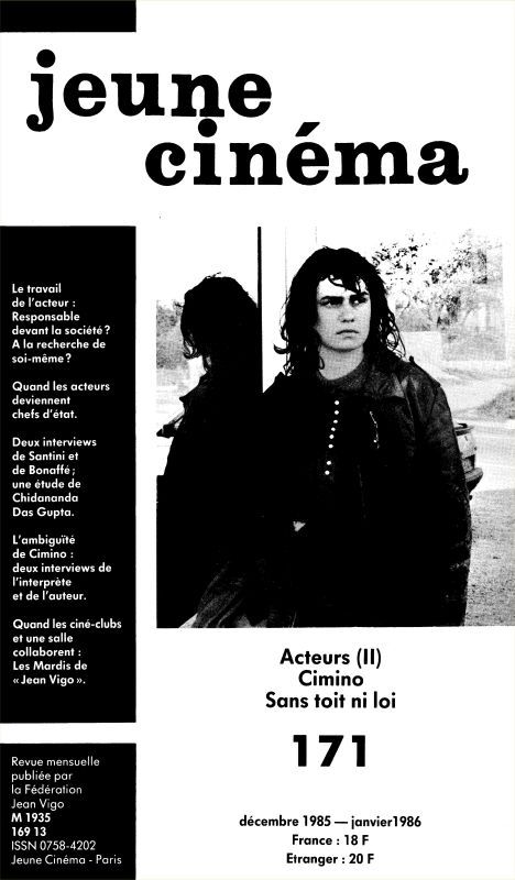 JEUNE CINEMA magazine side cover Issue 171 January 1985