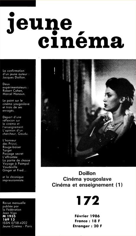 JEUNE CINEMA magazine side cover Issue 172 February 1986