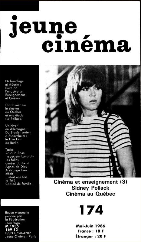 JEUNE CINEMA magazine side cover Issue 174 May/June 1986