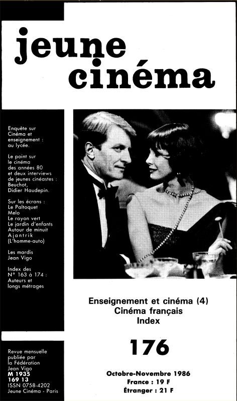JEUNE CINEMA magazine side cover Issue 176 October/November 1986