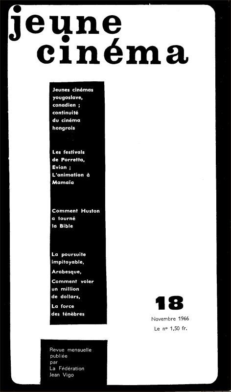 JEUNE CINEMA magazine side cover Issue 18 November 1966