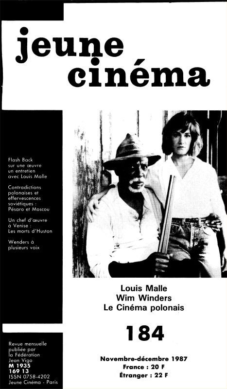 JEUNE CINEMA magazine side cover Issue 184 December 1987