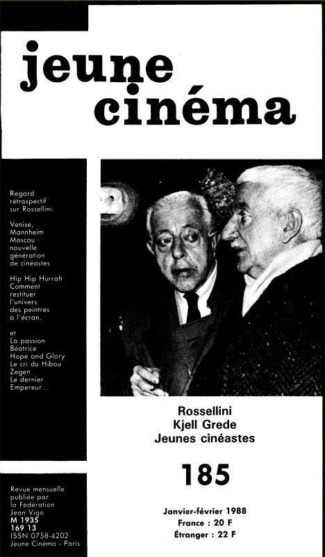 JEUNE CINEMA magazine side cover Issue 185 January/February 1988