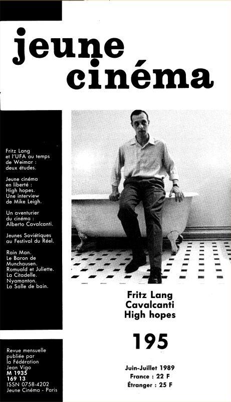 JEUNE CINEMA magazine side cover Issue 195 June/July 1989