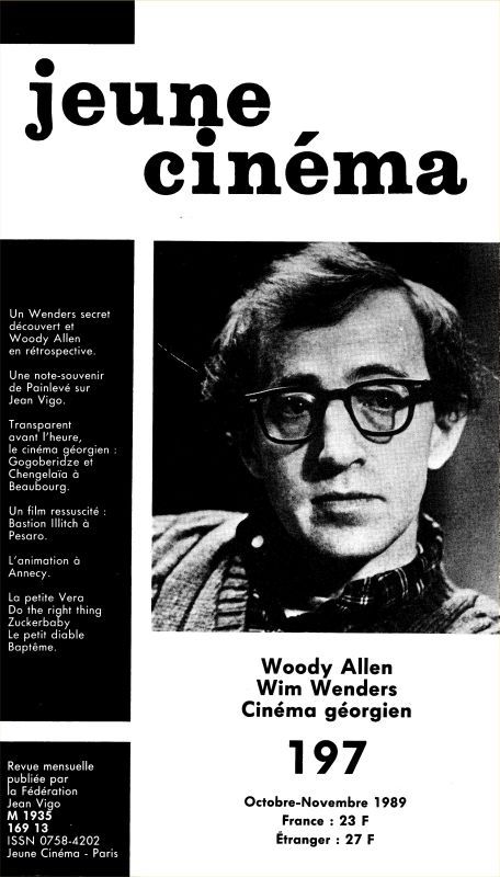 JEUNE CINEMA magazine side cover Issue 197 October/November 1989