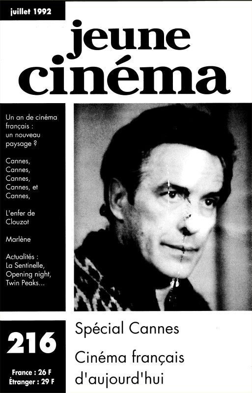 JEUNE CINEMA magazine side cover Issue 216 July/August 1992