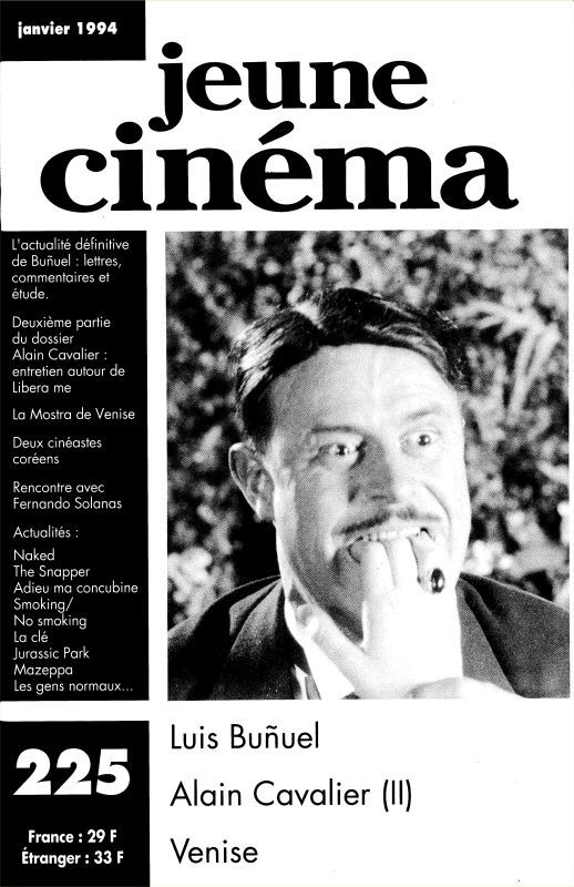 JEUNE CINEMA magazine side cover Issue 225 January 1994