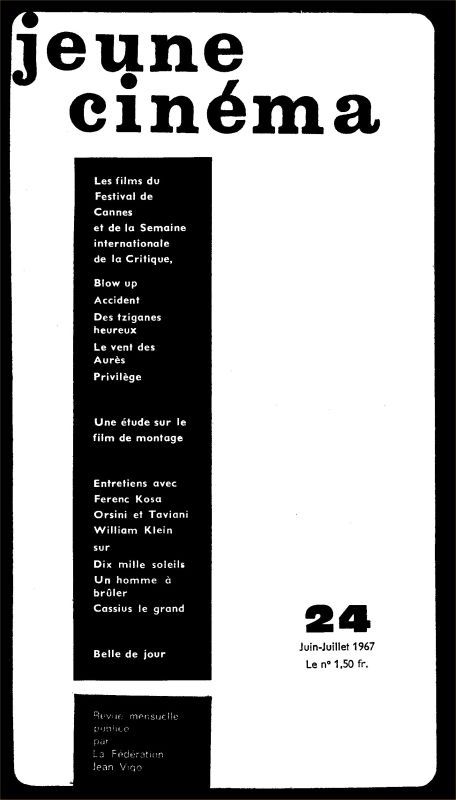 JEUNE CINEMA magazine side cover Issue 24 June/July 1967