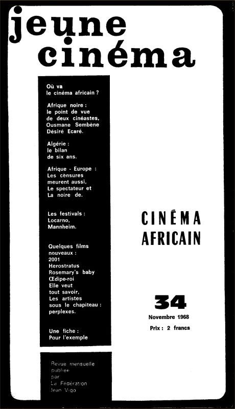 JEUNE CINEMA magazine side cover Issue 34 November 1968