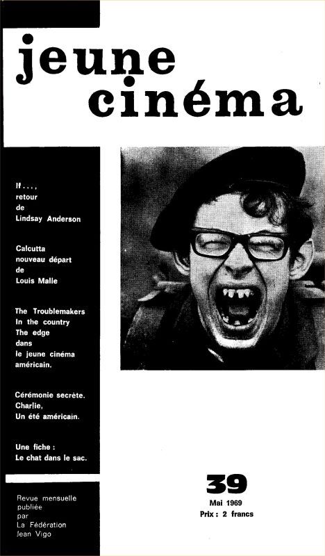 JEUNE CINEMA magazine side cover Issue 39 May 1969