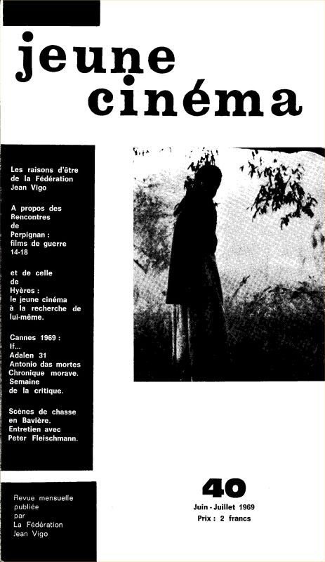 JEUNE CINEMA magazine side cover Issue 40 June/July 1969