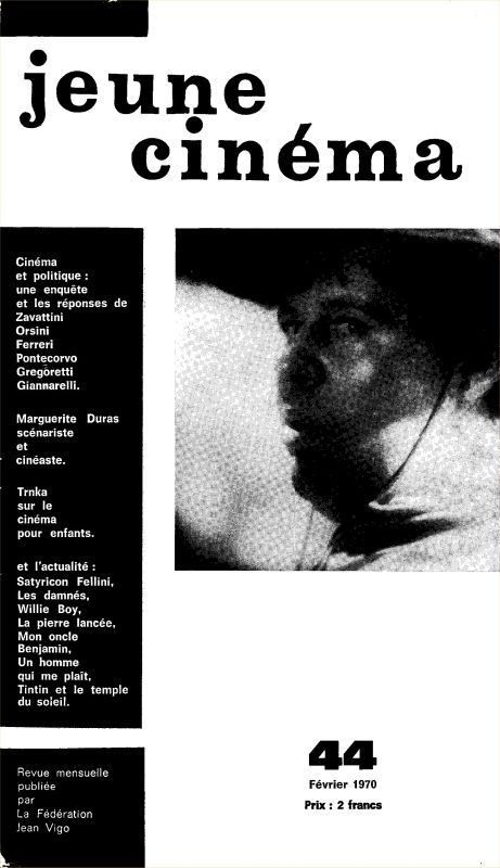 JEUNE CINEMA magazine side cover Issue 44 February 1970