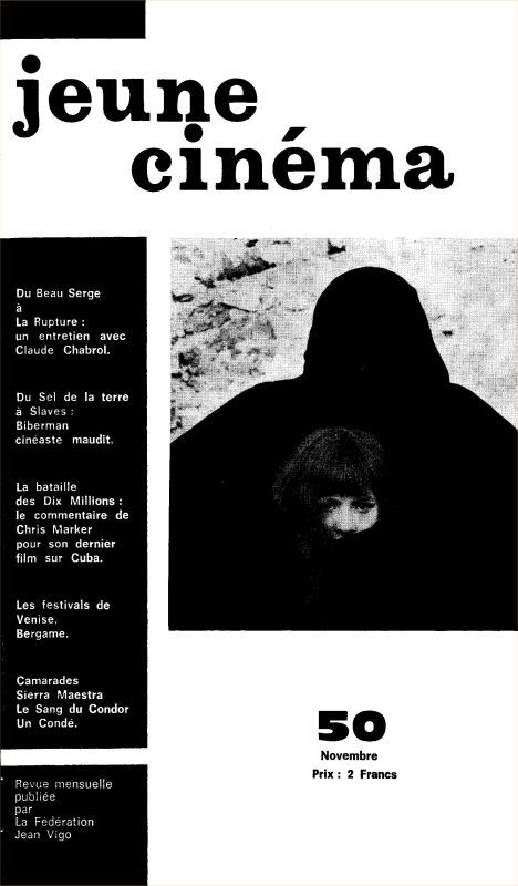 JEUNE CINEMA magazine side cover Issue 50 November 1970