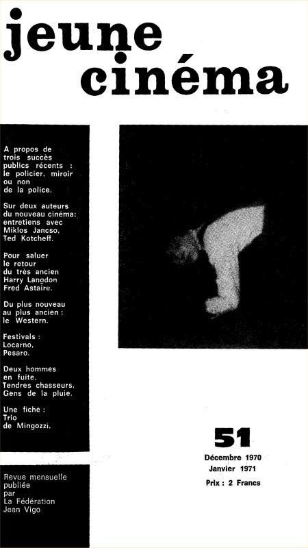JEUNE CINEMA magazine side cover Issue 51 December 1970