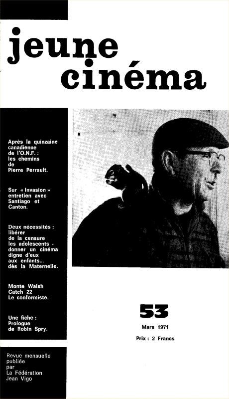 JEUNE CINEMA magazine side cover Issue 53 March 1971