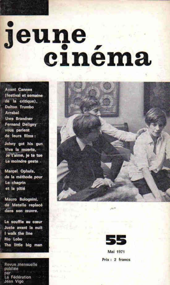 JEUNE CINEMA magazine side cover Issue 55 May 1971