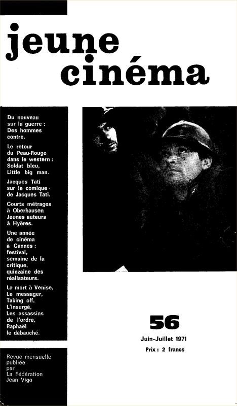 JEUNE CINEMA magazine side cover Issue 56 June/July 1971