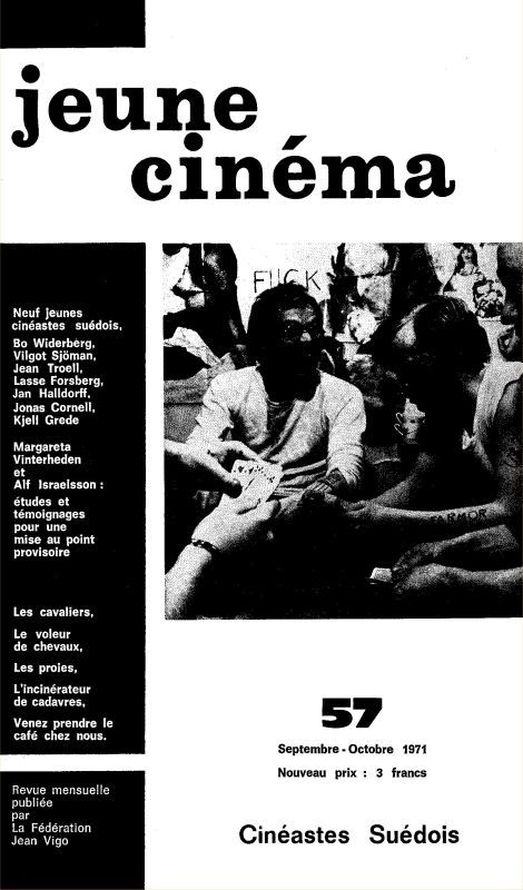 JEUNE CINEMA magazine side cover Issue 57 September/October 1971