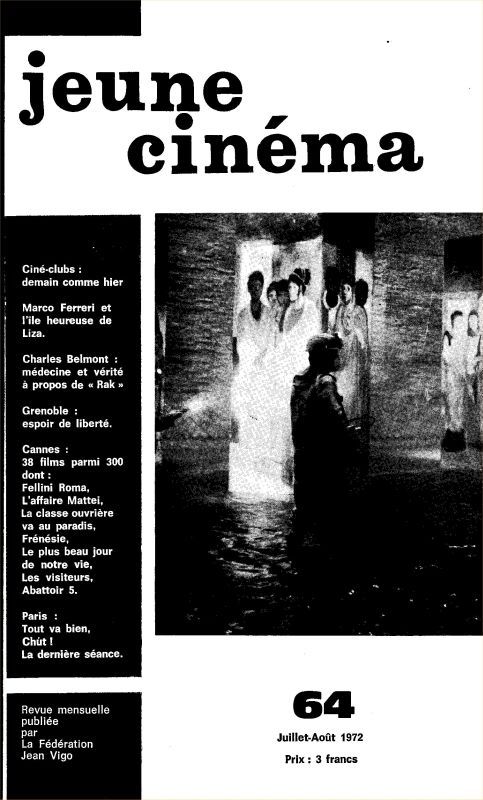JEUNE CINEMA magazine side cover Issue 64 July/August 1972