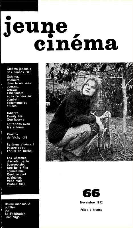 JEUNE CINEMA magazine side cover Issue 66 November 1972