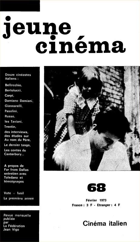 JEUNE CINEMA magazine side cover Issue 68 February 1973