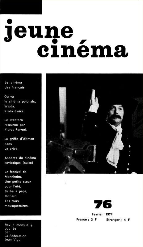 JEUNE CINEMA magazine side cover Issue 76 February 1974