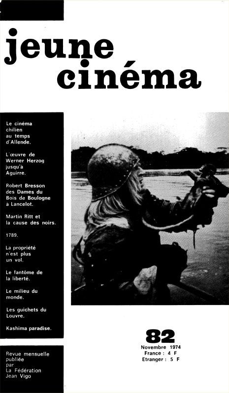 JEUNE CINEMA magazine side cover Issue 82 November 1974