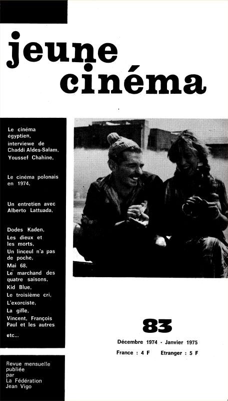 JEUNE CINEMA magazine side cover Issue 83 December 1974