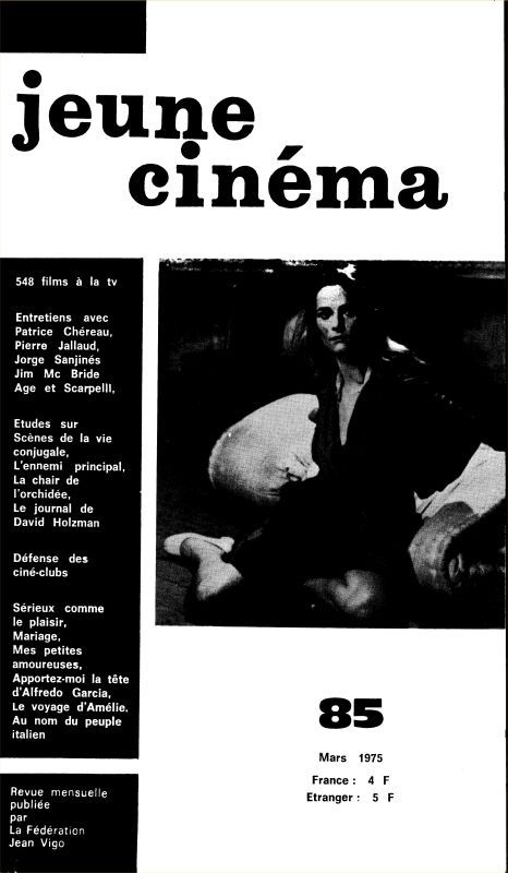 JEUNE CINEMA magazine side cover Issue 85 March 1975