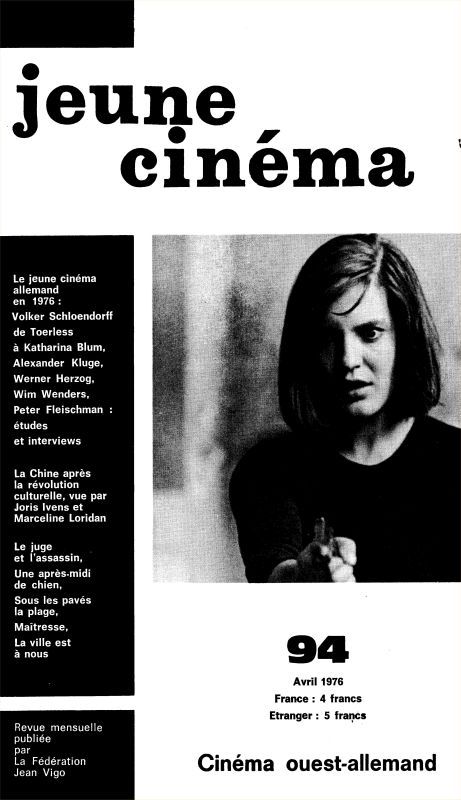 JEUNE CINEMA magazine side cover Issue 94 April 1976