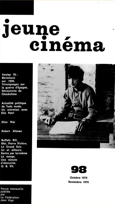 JEUNE CINEMA magazine side cover Issue 98 October/November 1976