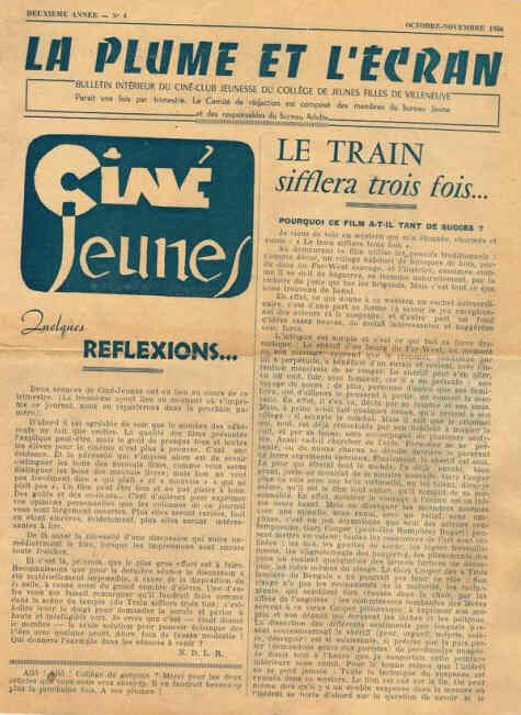 CINE JEUNES magazine side cover Issue 16 October/ November 1958