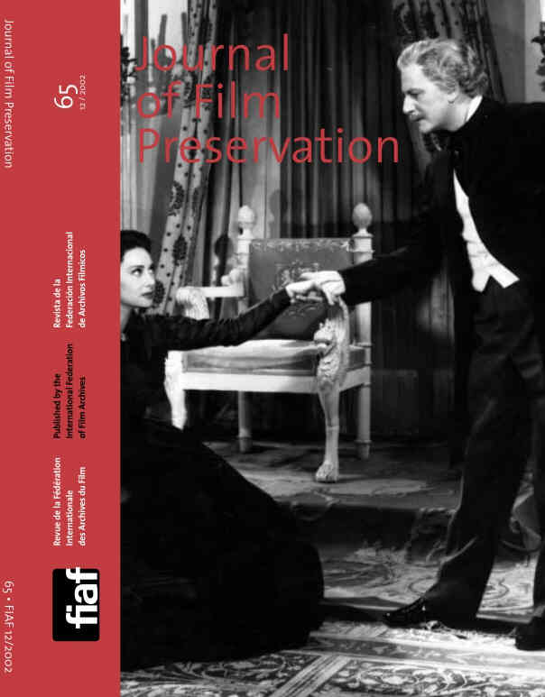 JOURNAL OF FILM PRESERVATION magazine side cover Issue 65 December 2002