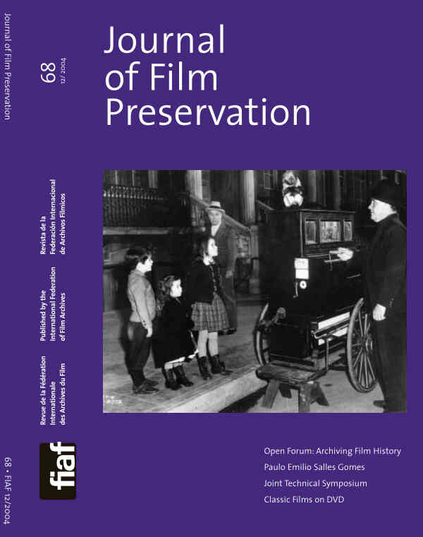 JOURNAL OF FILM PRESERVATION magazine side cover Issue 68 December 2004