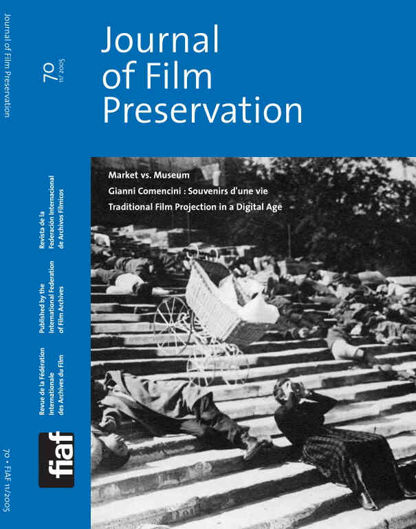 JOURNAL OF FILM PRESERVATION magazine side cover Issue 70 November 2005