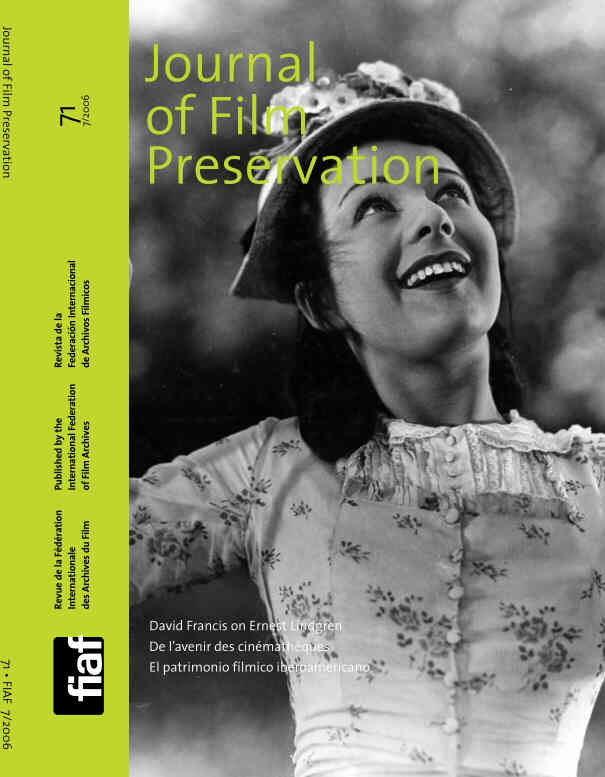 JOURNAL OF FILM PRESERVATION magazine side cover Issue 71 July 2006