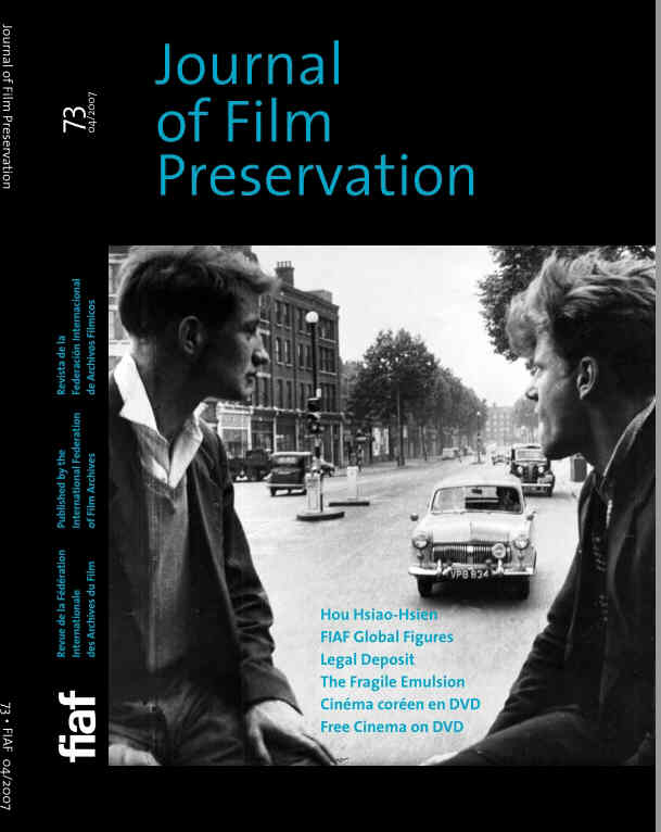 JOURNAL OF FILM PRESERVATION magazine side cover Issue 73 April 2007