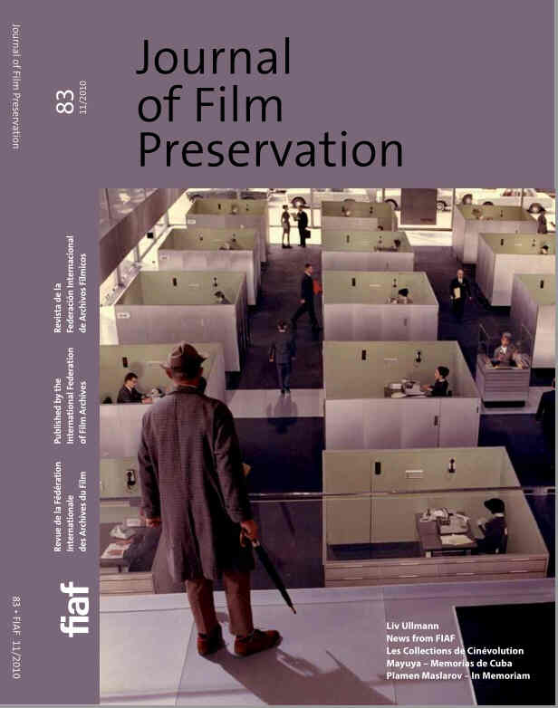 JOURNAL OF FILM PRESERVATION magazine side cover Issue 83 November 2010